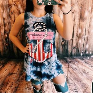 Simply southern patriotic tie dye tank top